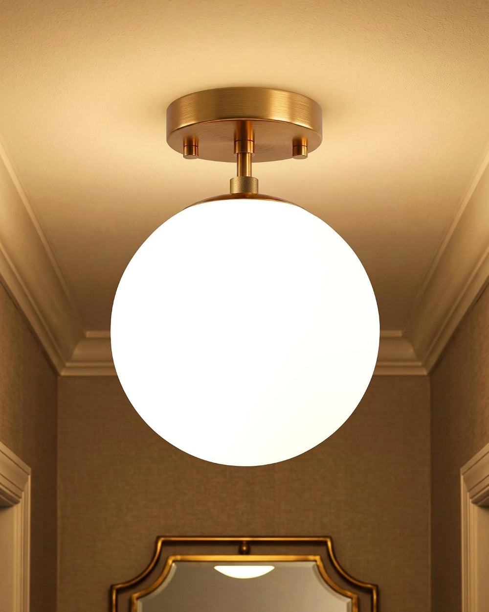 Majade Semi Flush Mount Ceiling Light 6" Globe Gold Modern Light Fixture