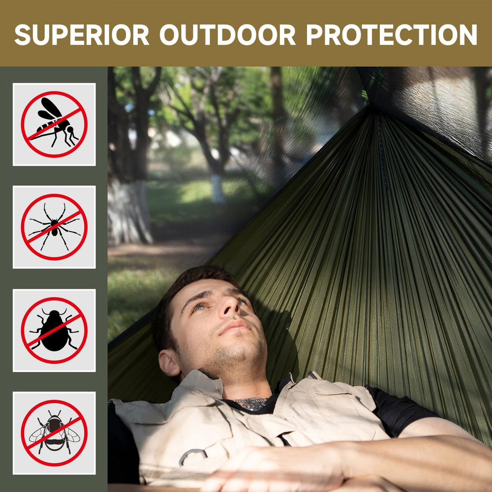 Camping Hammock with Mosquito Net and Ridge Rope, 2 Person Extra Large