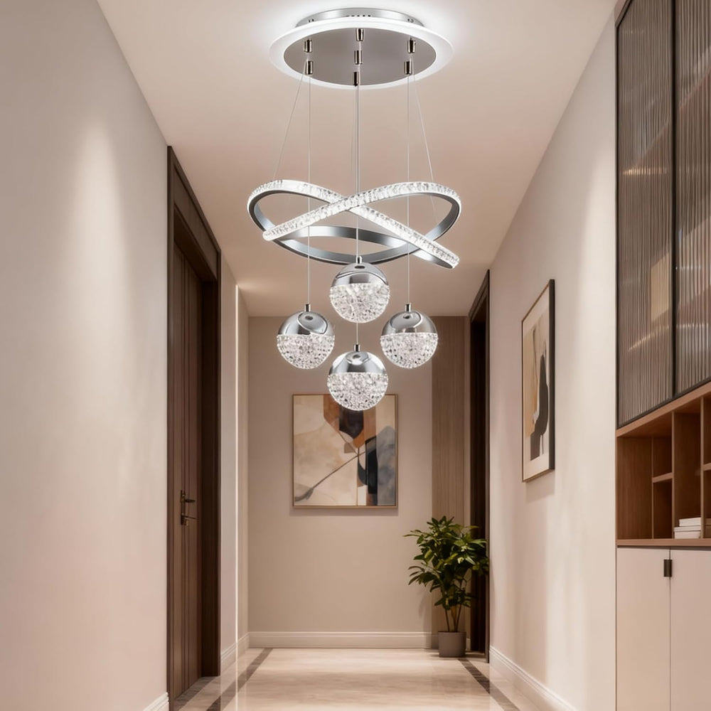 Modern Chrome LED Chandeliers, Pendant Dining Room Light Fixture