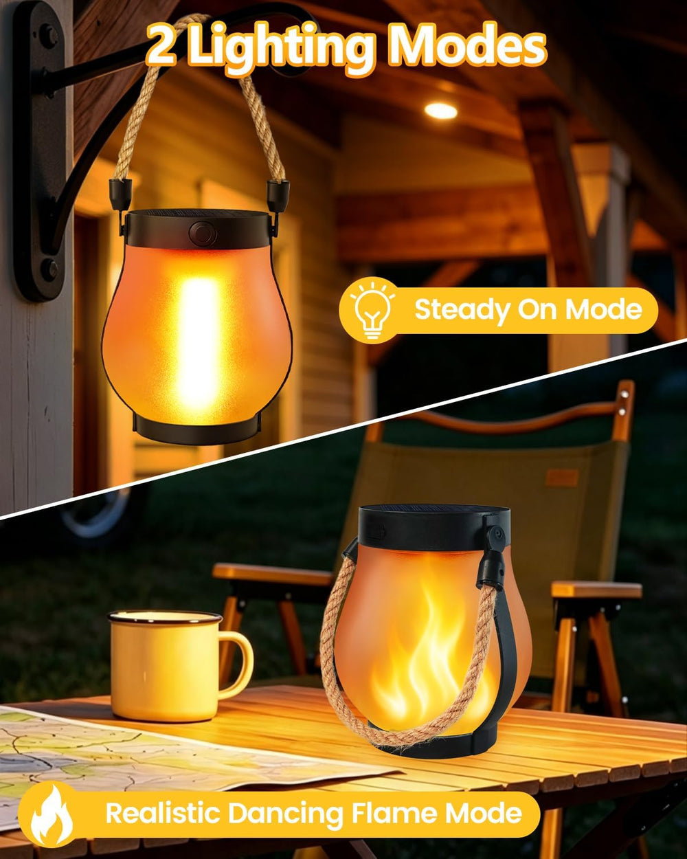 6 Pack Solar Lanterns Outdoor Waterproof, Flickering Flame Solar Lights