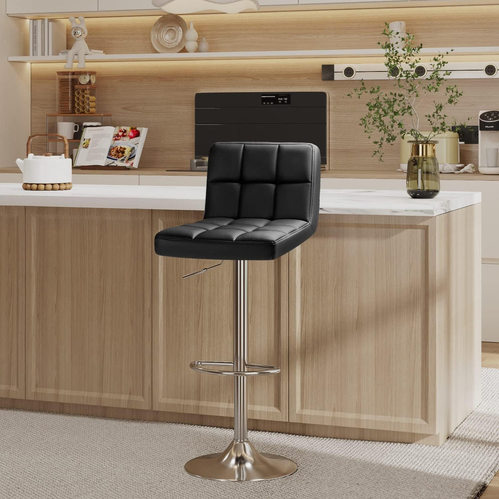 Furmax Bar Stools Modern Pu Leather Swivel Adjustable Hydraulic Bar Stool Squ...