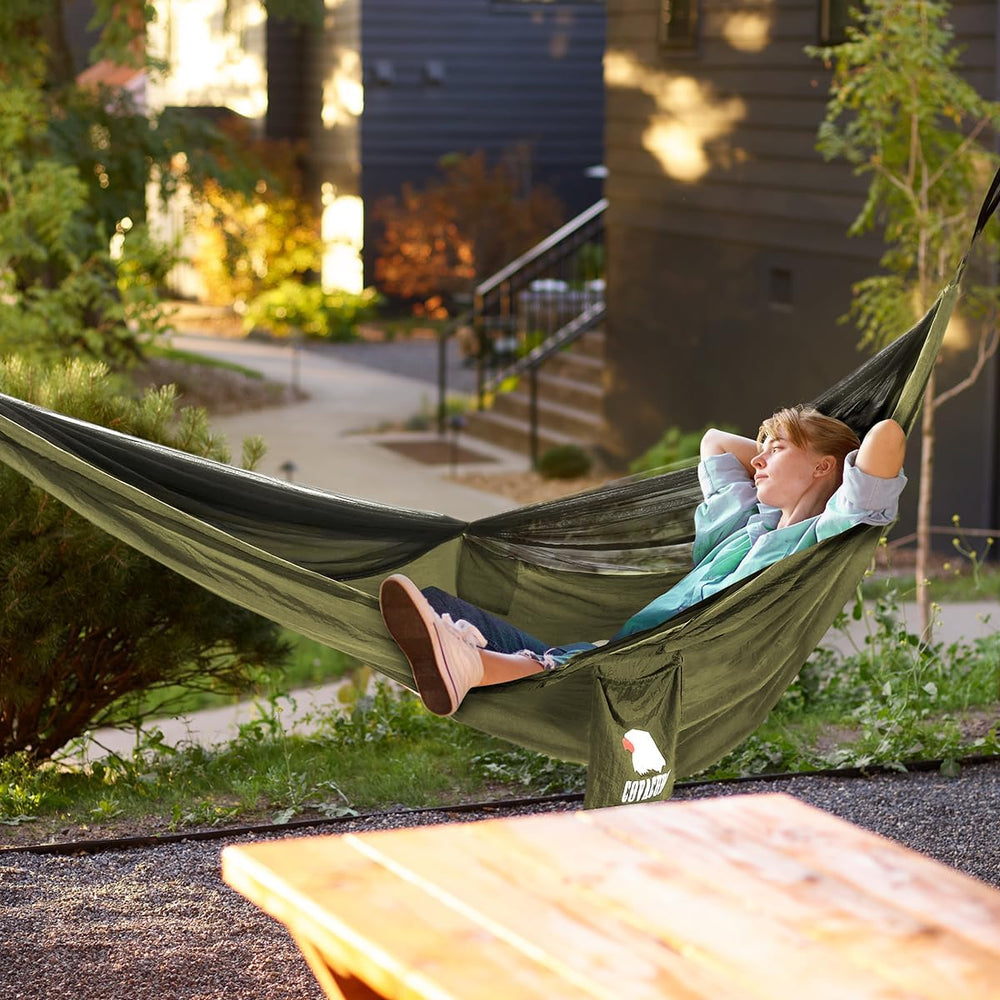 Covacure Camping Hammock, 772 lbs Capacity Double Hammock - Army Green