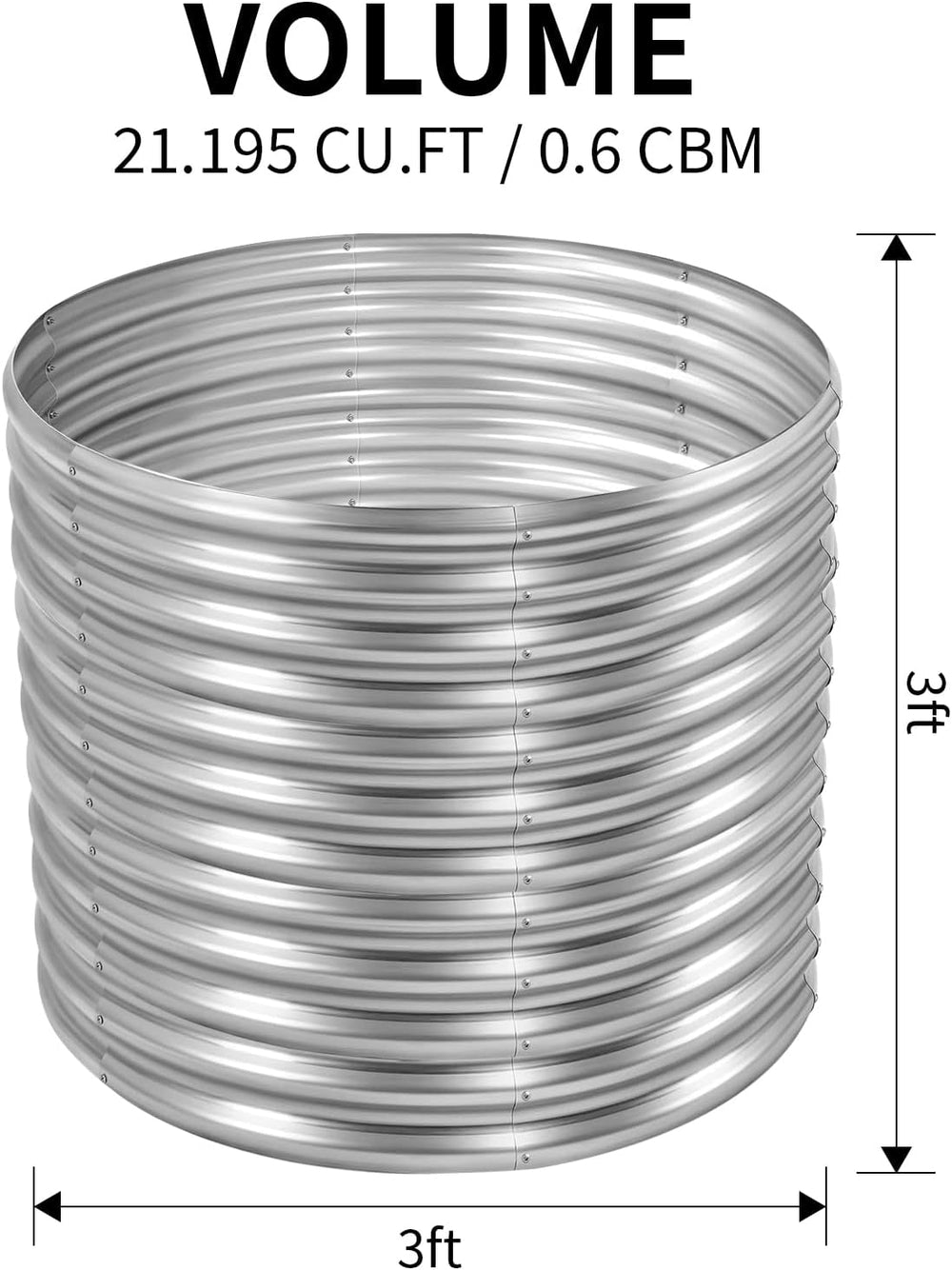 Land Guard 3×3×3ft Galvanized Raised Garden Bed Kit, Round Galvanized Planter...