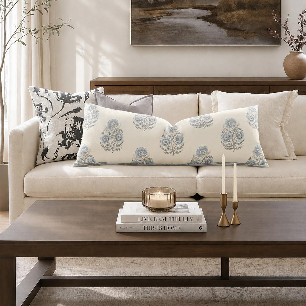 Vintage Floral 20x54 Lumbar Pillow Cover for Bed Pack of 1, Double-Sided Bota...