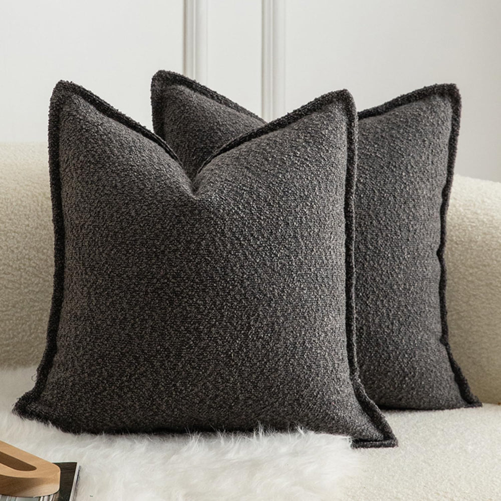 MANDIOO Pack of 2 Decorative Throw Pillow Covers Accent Solid Woven Textured ...