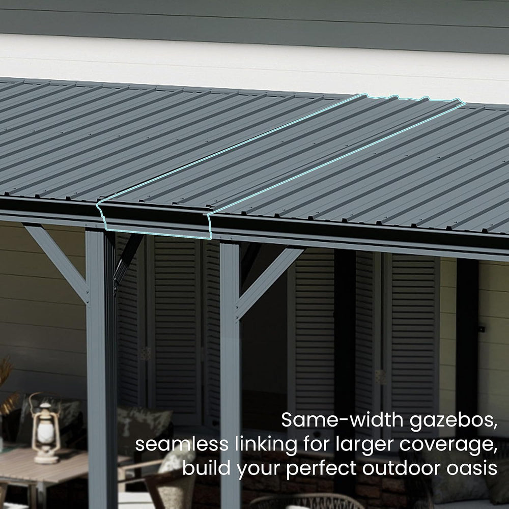 Domi 10'x 16' Lean to Gazebo,Outdoor Gazebo Pergola with Sloped Roof,...