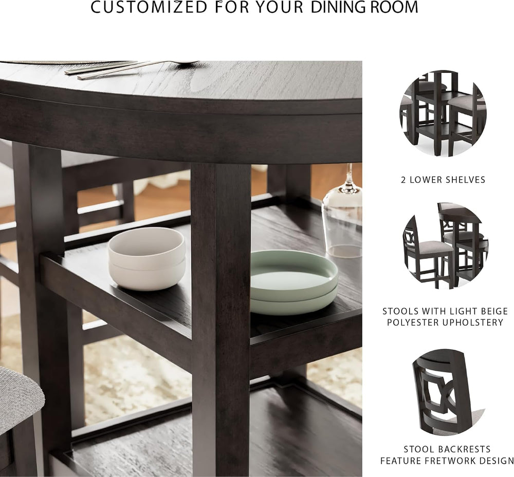 Signature Design by Ashley Round Counter Height Dining Set for 4
