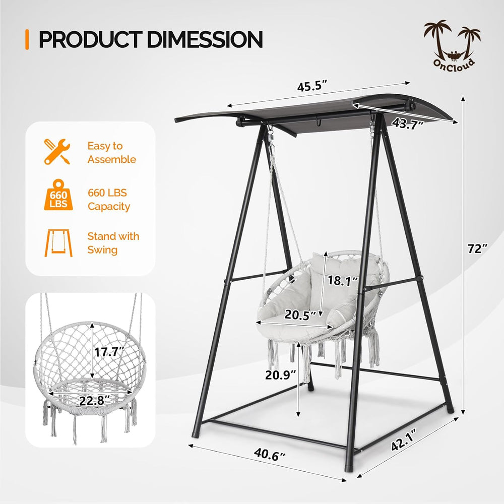 ONCLOUD Hammock Chair with Stand, Comfy Hanging Chair with Cusion, Swing Stan...