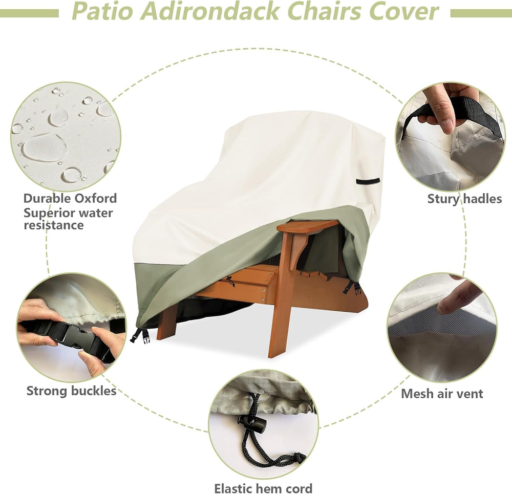 Patio Adirondack Chair Cover 37 W x 40 D x 36 H inches,600D Heavy Duty Waterp...