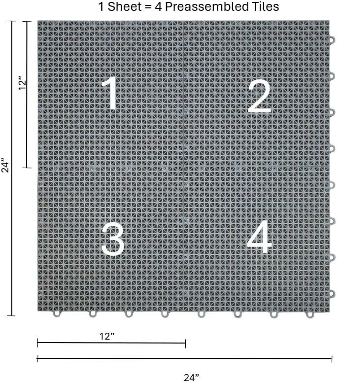 SnapLock DuraGrid 12"x12" Interlocking Deck Tiles, 40 Pack, Gray