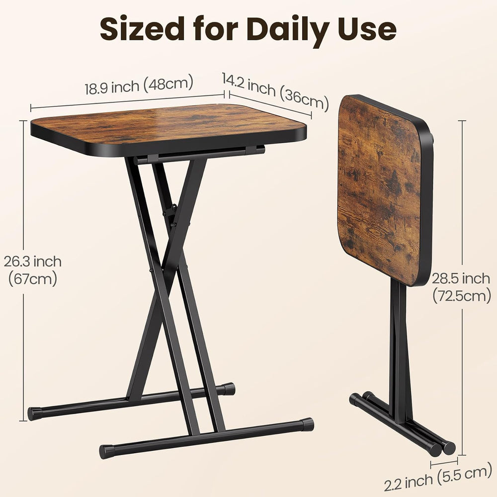 Kitstorack Folding TV Tray Tables Set of 2, No Assembly, Rounded Metal Rims