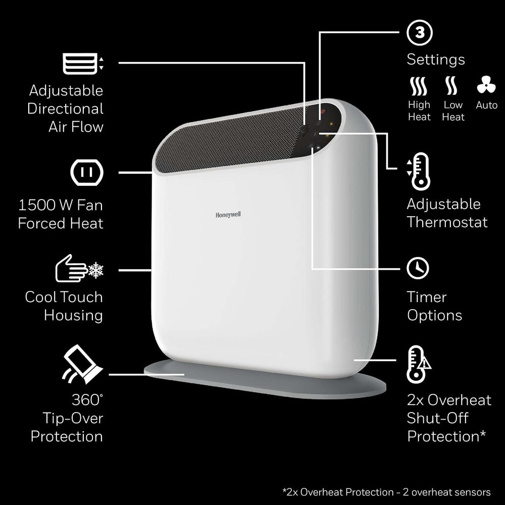Honeywell ThermaWave 6 Ceramic Technology Space Heater, White