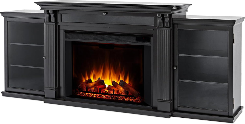 Real Flame Tracey 84" Grand TV Stand with Electric Fireplace in Black, E...