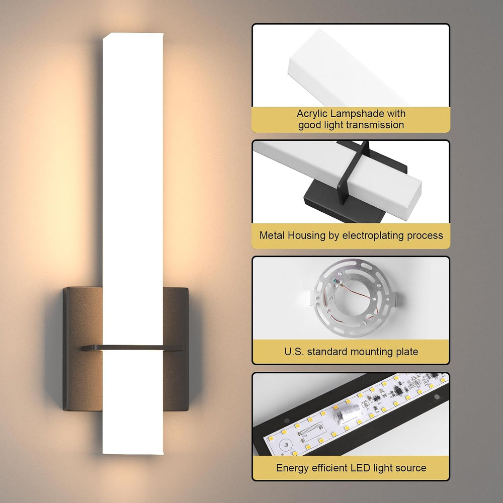 15.7inches Modern Led Wall Sconces,18W 3000K 1200Lumen Bathroom Vanity Wall L...
