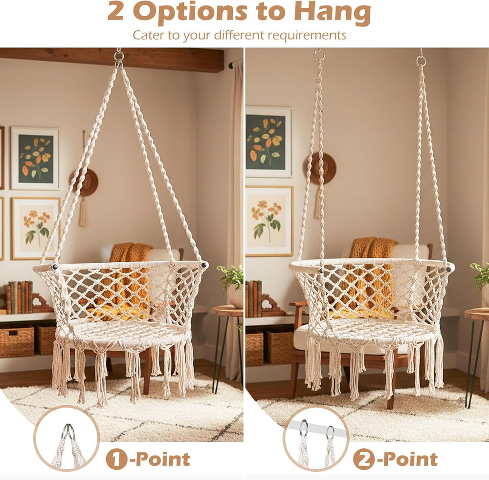 Giantex Hammock Chair, Macrame Swing Chair with 350 Lbs Capacity, Handwoven T...