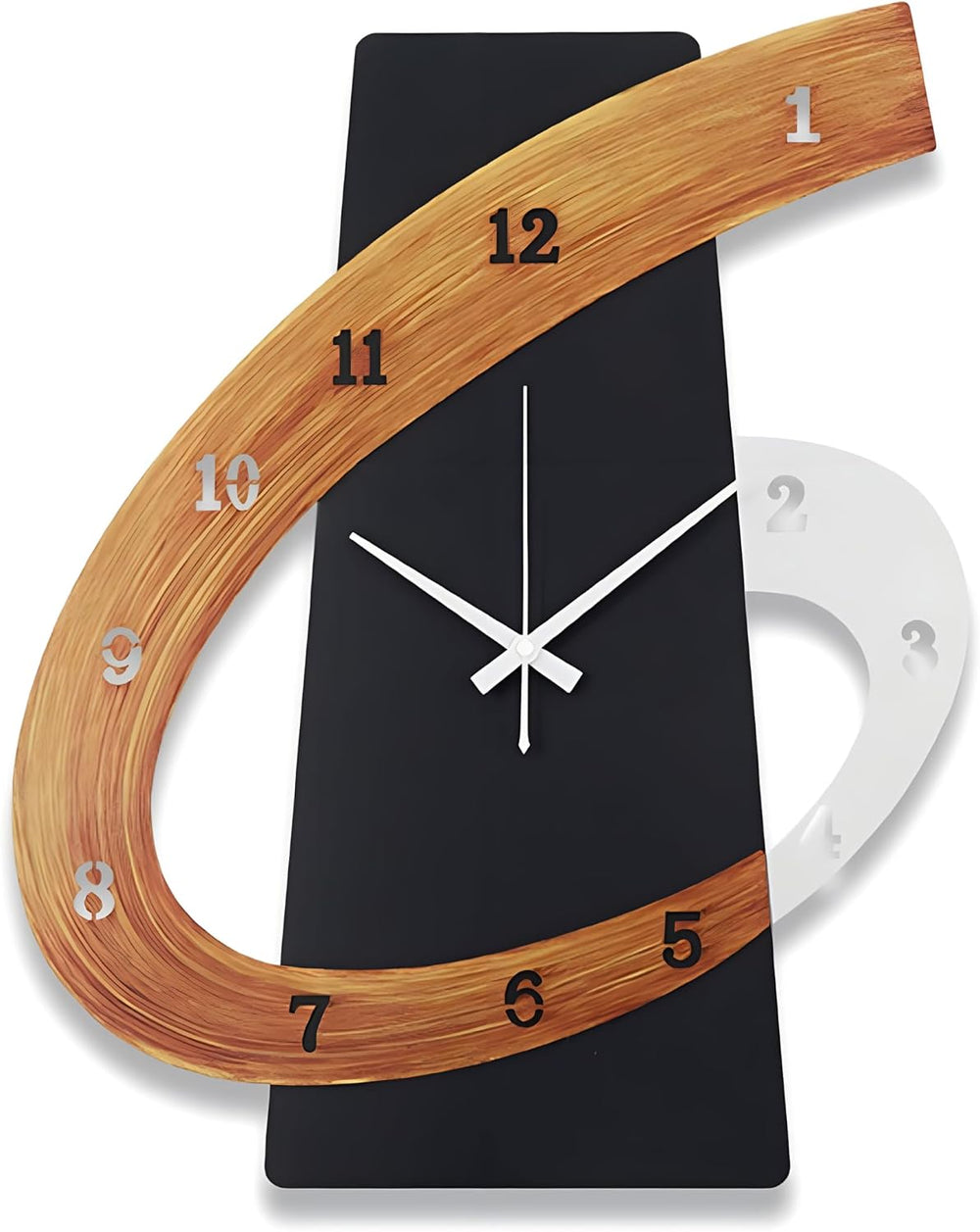 Modern Large Decorative Wall Clock，17 inch Black Silent Non-Ticking Nordic Me...
