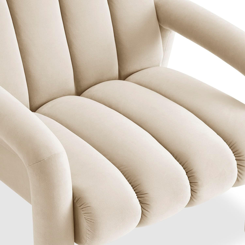 mopio Tubbi Velvet Designer Look Accent Chair with Channel-Tufted Curves and ...