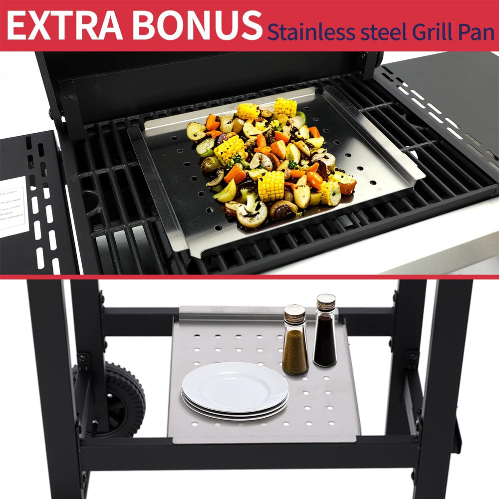 3-Burner Propane Gas Grill with Cast Iron Grate, 30,000 BTU Output & 252 ...