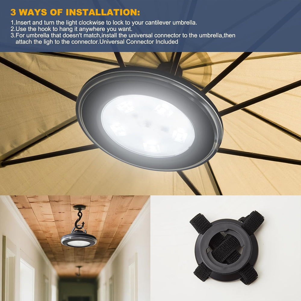 Vitnucrol LED Patio Umbrella Lights with Remote, 4000mAh Rechargeable