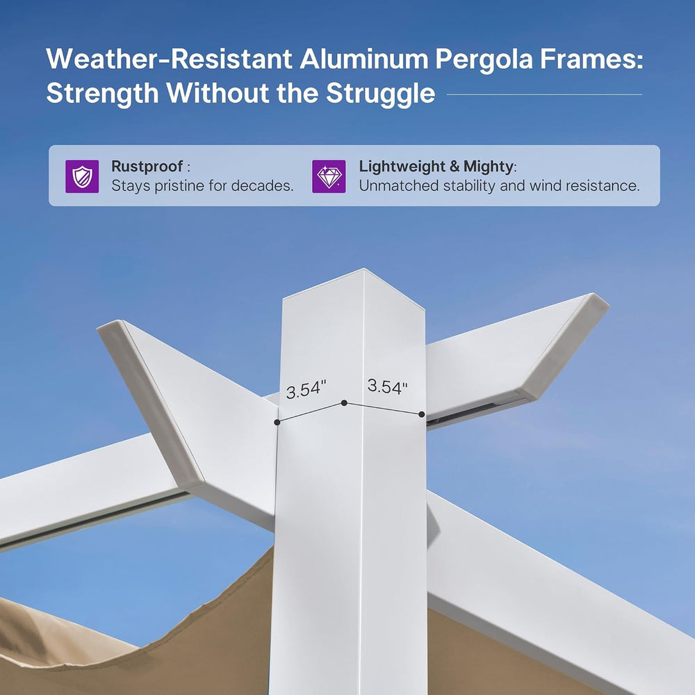 PURPLE LEAF Outdoor Pergola 10' x 13' White Pergola, Double Canopy, K...