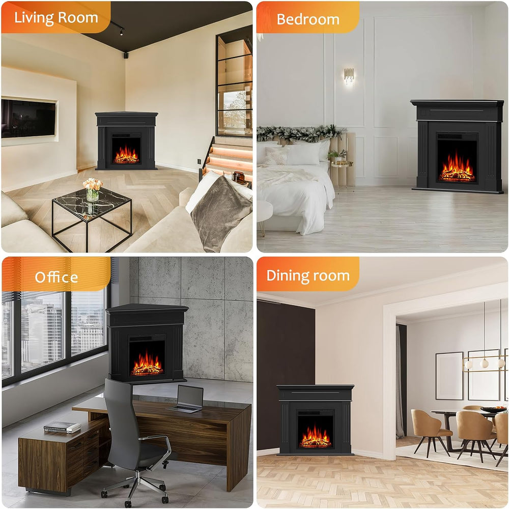44" Corner Electric Fireplace with Mantel Package Freestanding Fireplace...