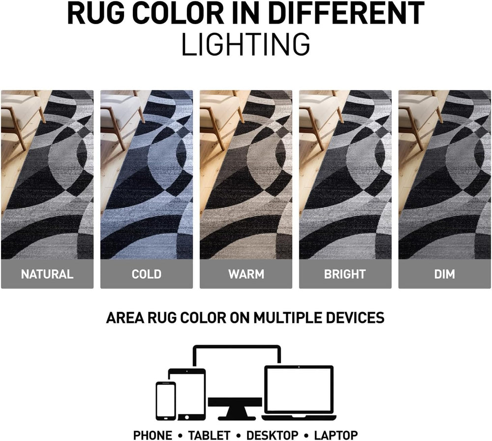 Rugshop Abstract Circles Contemporary Living Room Runner Rug Gray 2'7&quo...