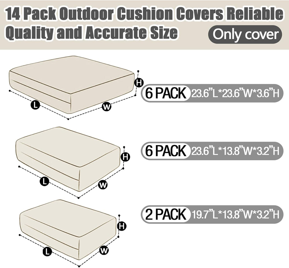 14 Piece Patio Cushion Covers Replacement Splashproof Fade Resistant Outdoor ...