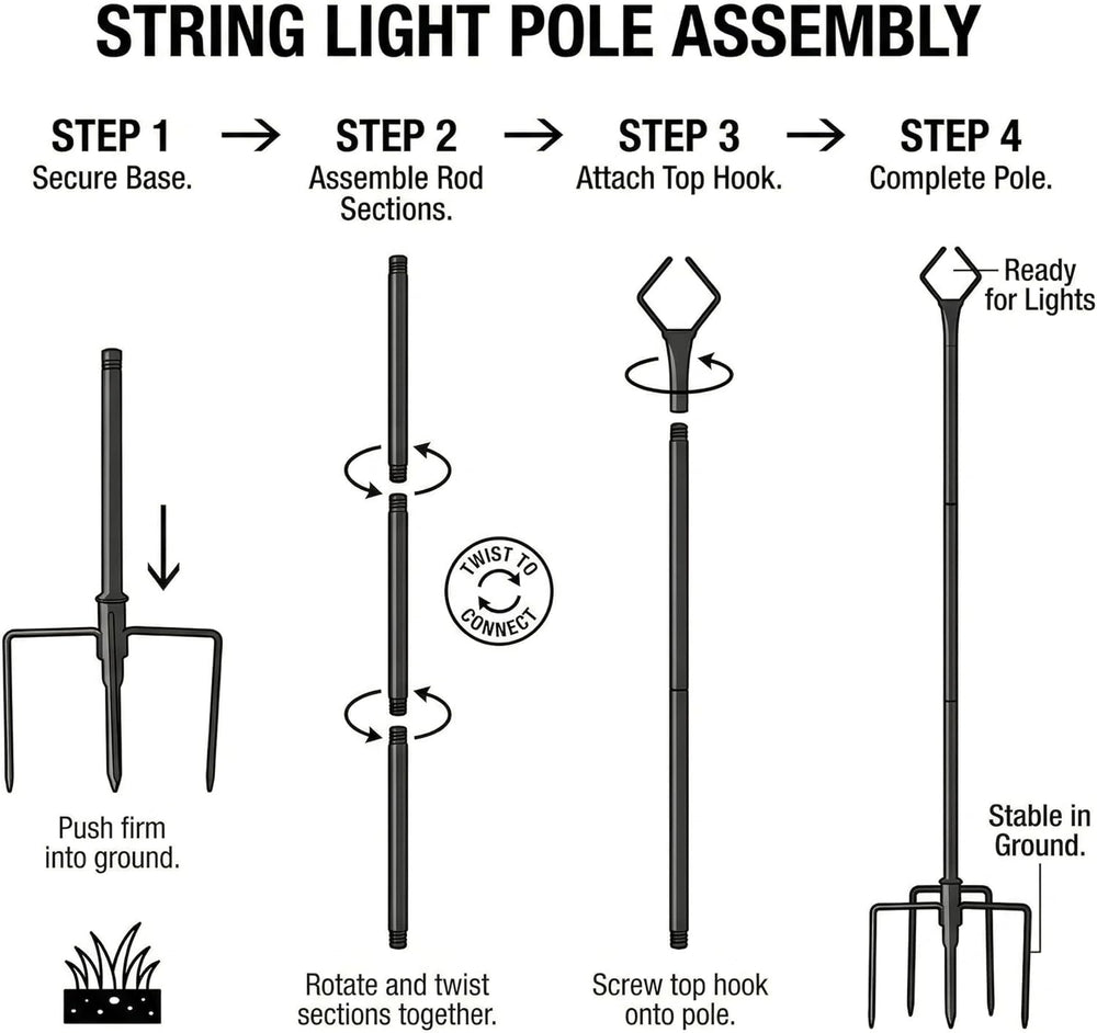 10FT Outdoor String Light Poles, Pack of 4