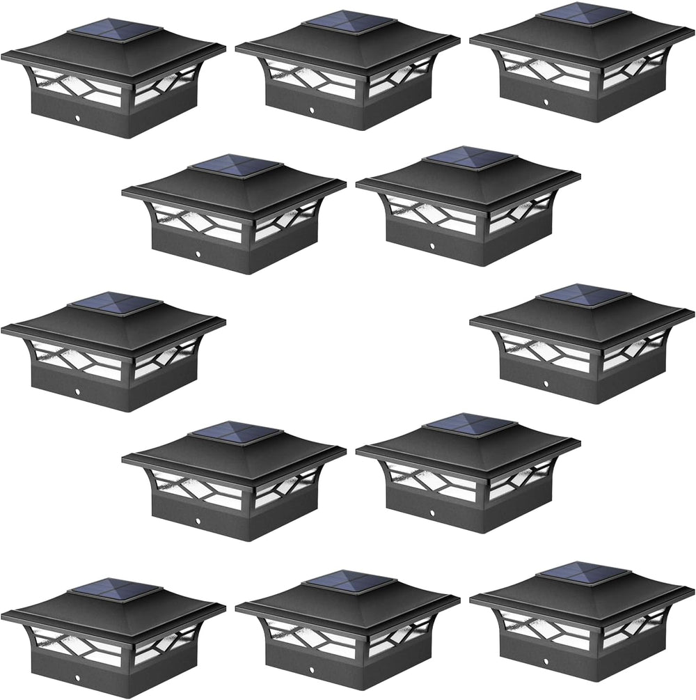 JOFIOS Solar Post Cap Lights Outdoor 12pack, Waterproof Solar Powered Deck Fe...