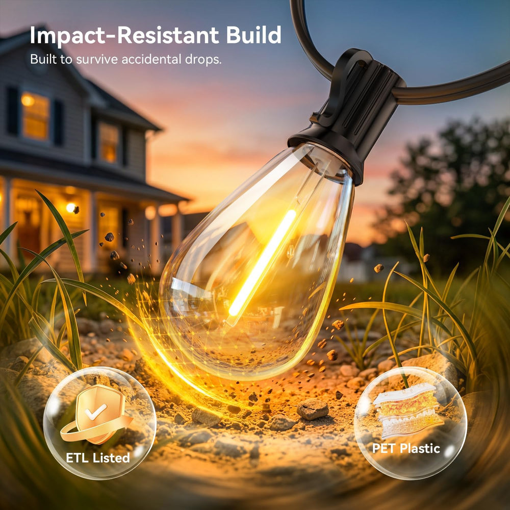 200FT Outdoor String Lights with Remote, Waterproof Patio Lights with 72+2 Sh...
