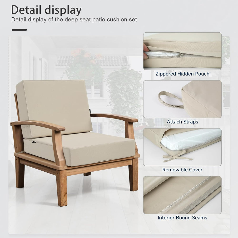 Favoyard Deep Seat Patio Cushion Set 19 x 19 Inch Waterproof Outdoor Chair Cu...
