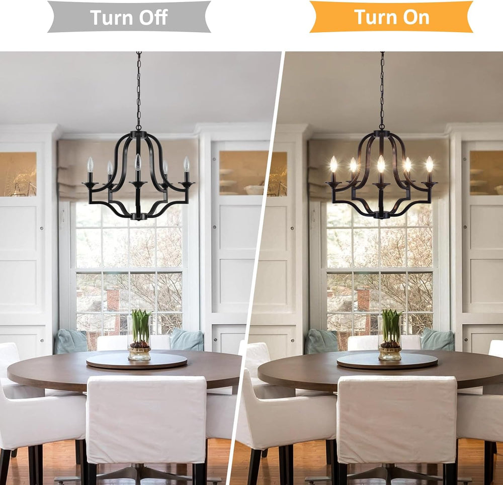 Black Chandelier Light, Modern Farmhouse Chandeliers for Dining Room Light Fi...