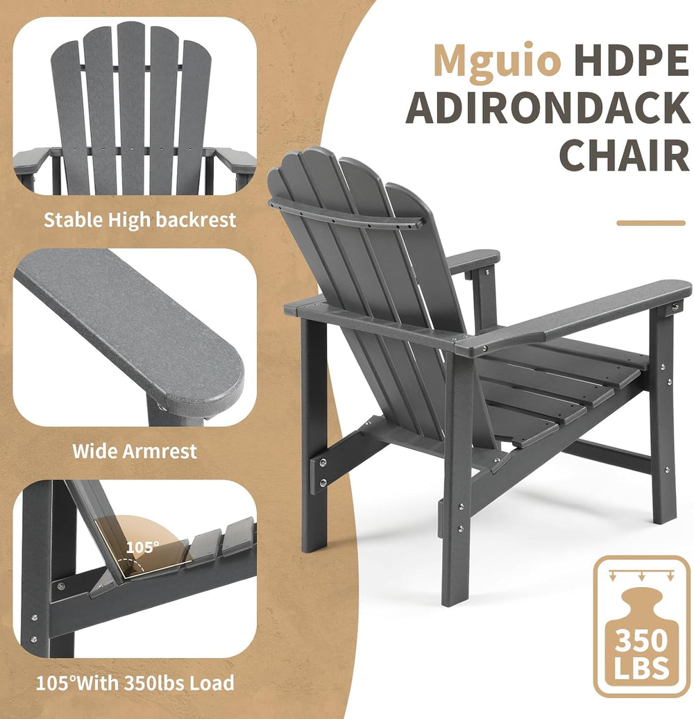 Oversized Stackable Adirondack Chair Set of 2, HDPE Fire Pit Chair