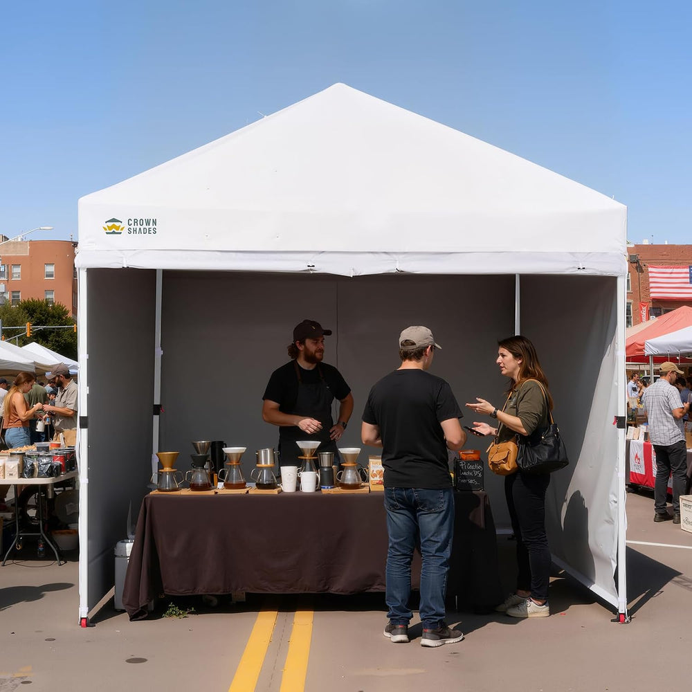 CROWN SHADES 10X10 Commercial Pop Up Canopy Tent with Sidewalls, White