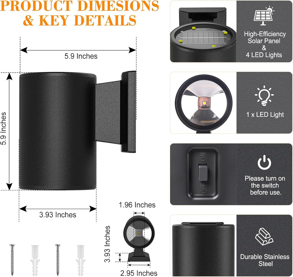 Solar Wall Lights Outdoor, Up & Down Modern Sconce Lights 4 Pack