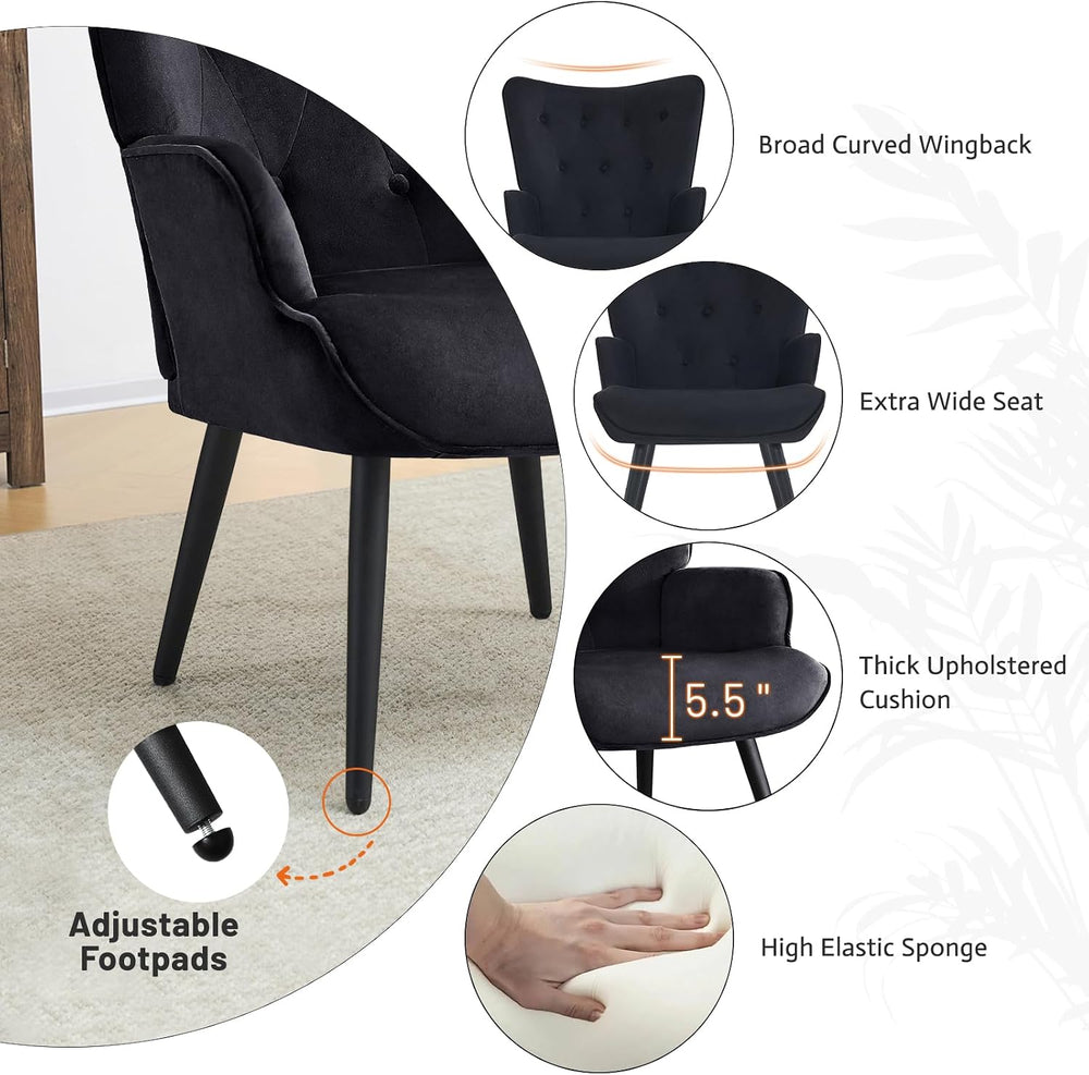 Furniliving Velvet Accent Chair Modern Upholstered Side Armchair with Tapered...