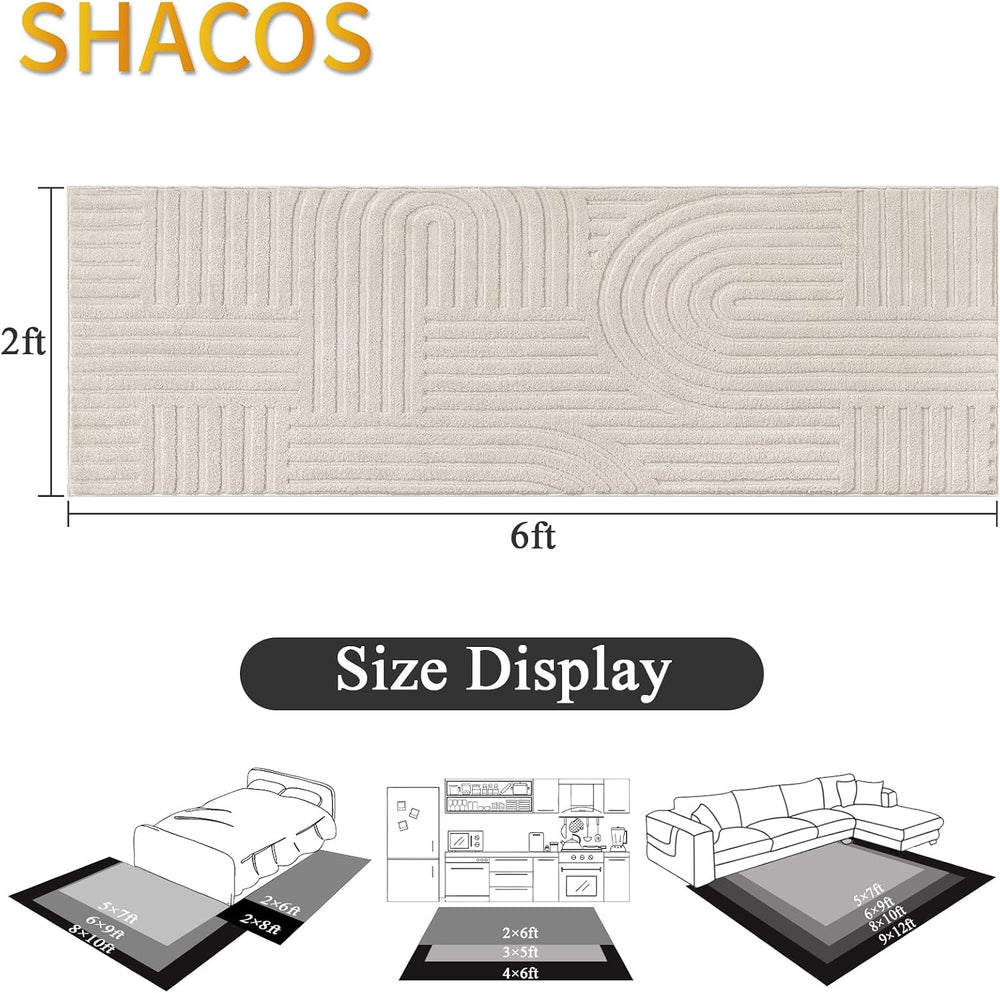 SHACOS Soft Cozy Fluffy Arch Pattern High Low Pile Runner Rugs 2'x6' ...