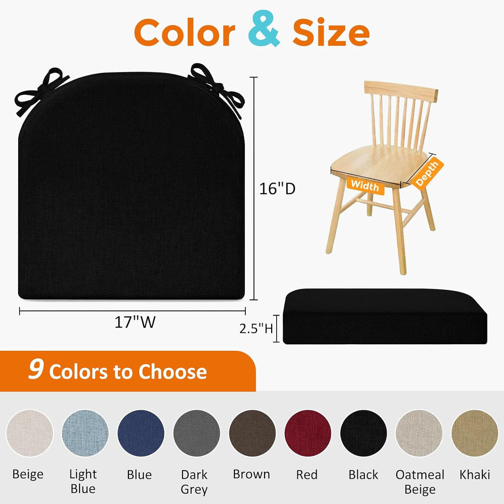 downluxe Chair Cushions for Dining Chairs, Memory Foam Linen Kitchen Chair Pa...