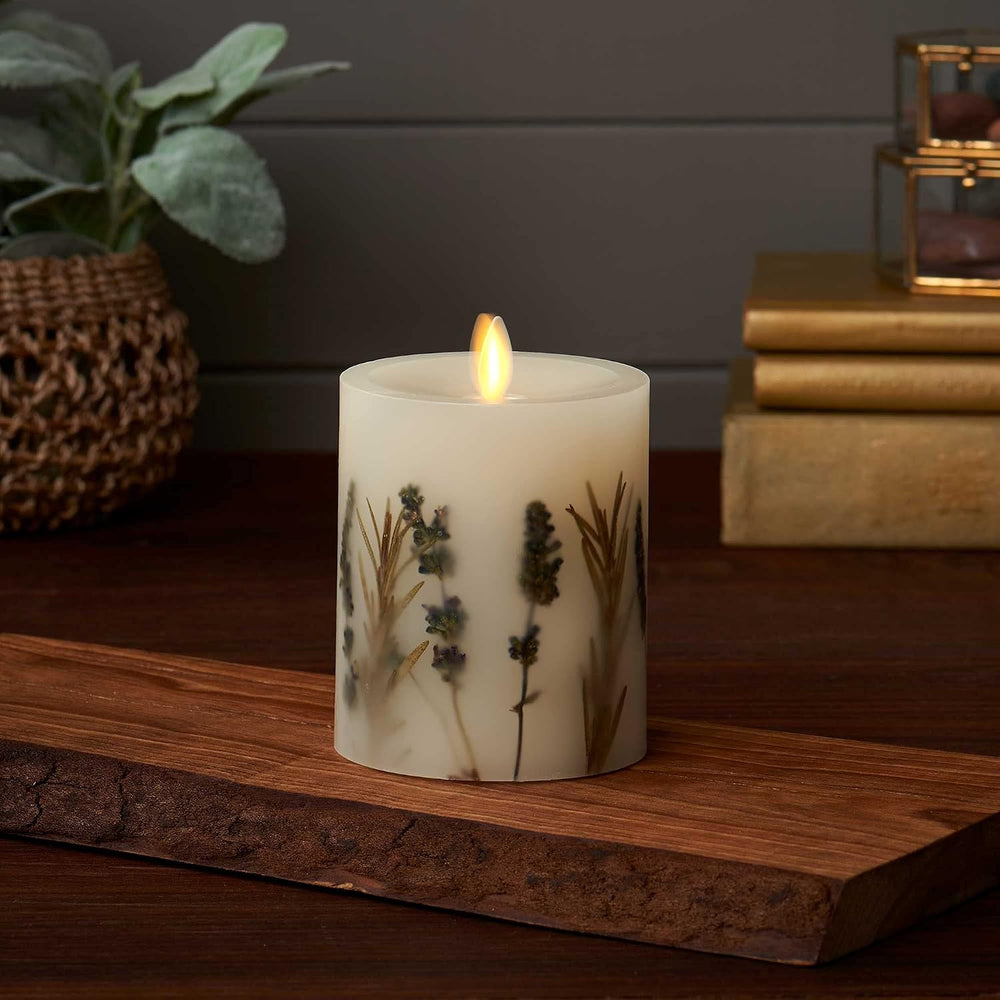 Luminara Realistic Artificial Moving Flame Pillar Candle with Lavender & ...