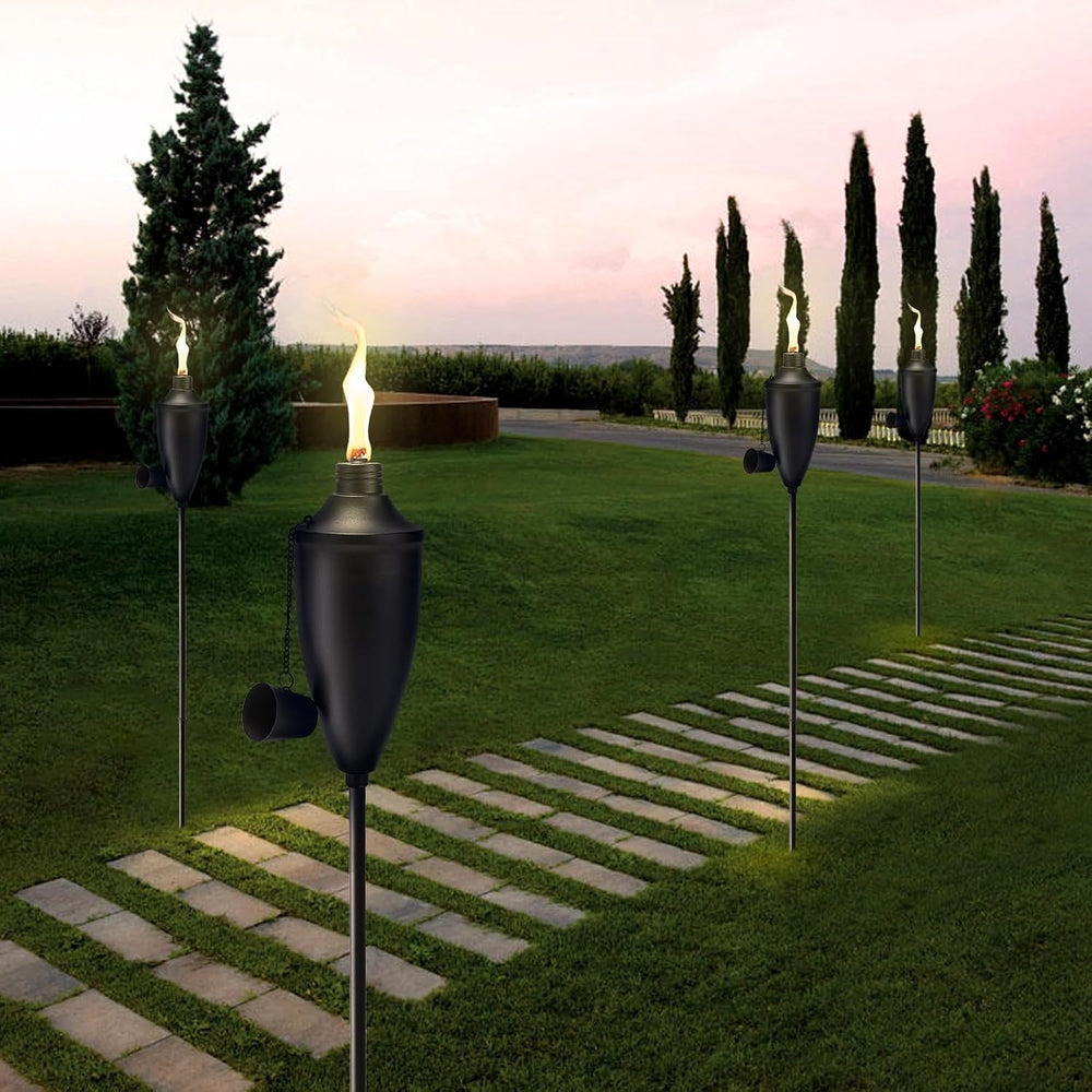6 Pack Garden Torches for Outside, 22 oz Metal Citronella Torch with 3-Prong ...