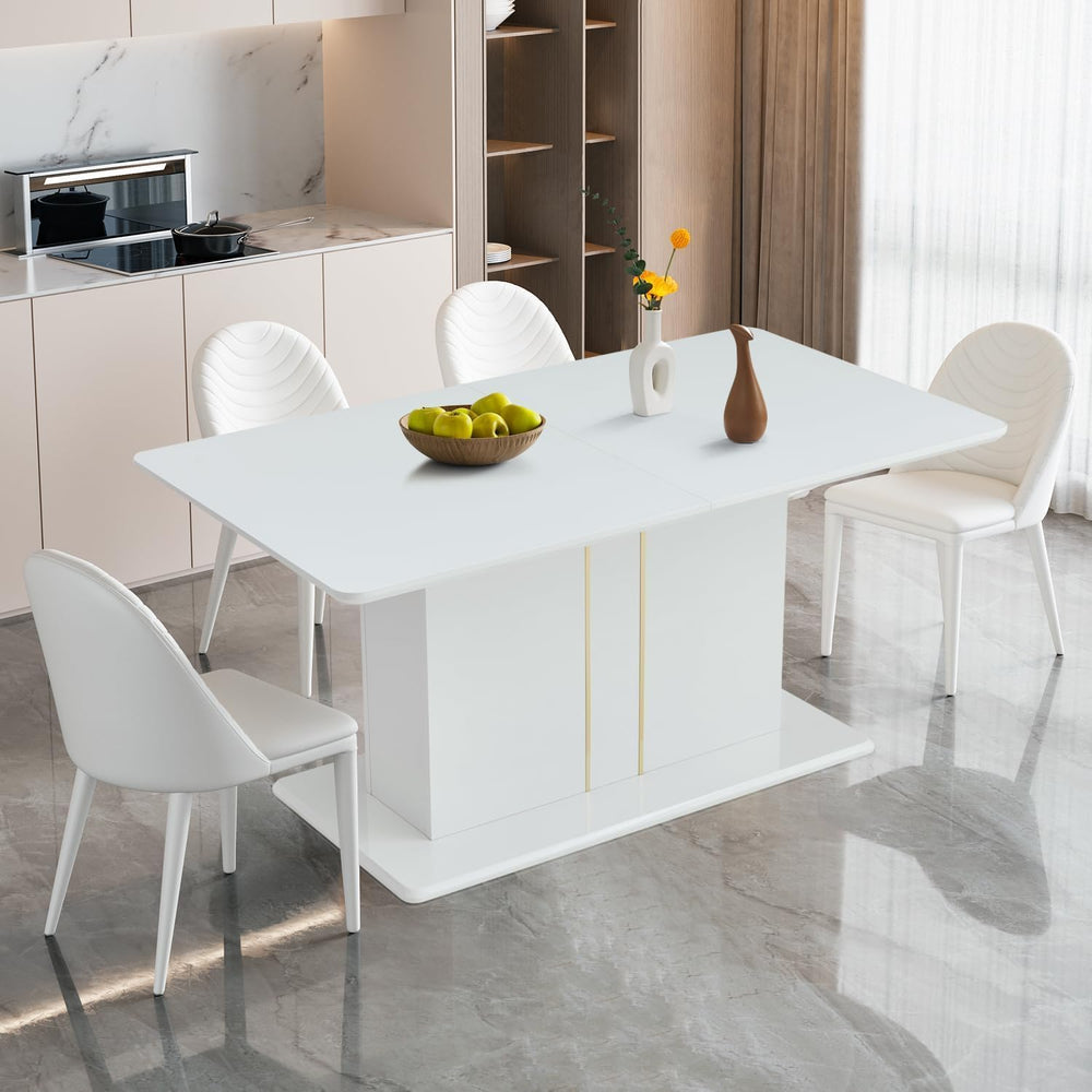 Homy Casa High Gloss Extendable Dining Table for 6 8 10 Persons, 63-80.7'...