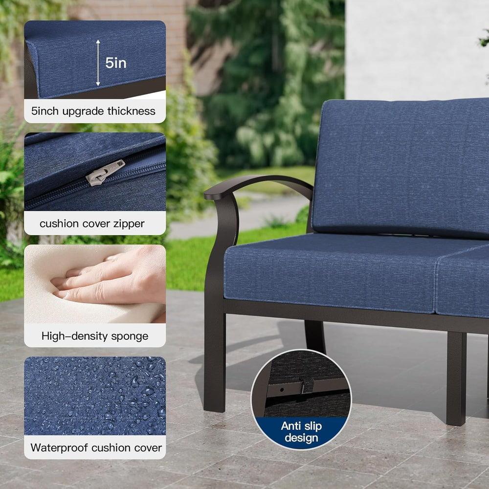 Kullavik Aluminum Outdoor Patio Furniture Set with 5.1'' Thick Cushions