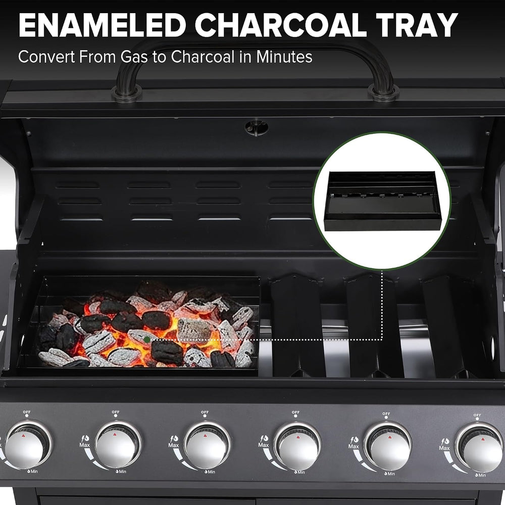6-Burner Propane Gas Grill and Griddle Combo with Side Burner