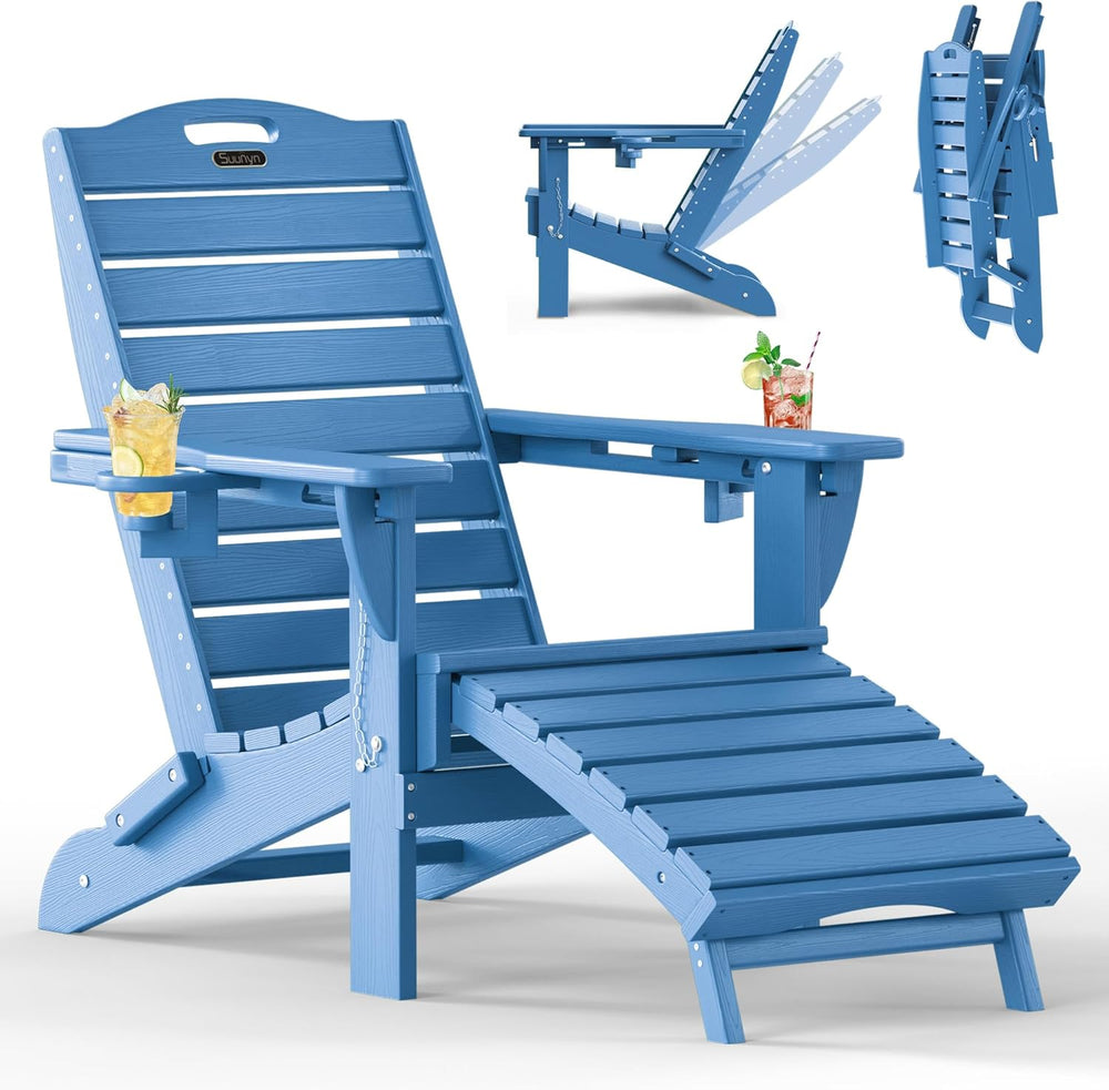 Adjustable Adirondack Chair,Outdoor Fire Pit Chair，NavyBlue