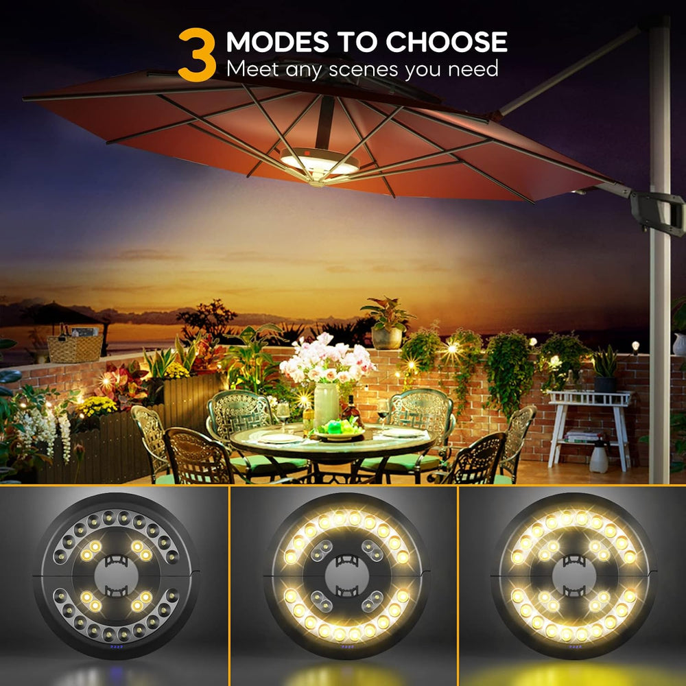 Eletorot 2packs Patio Umbrella Lights-Rechargeable Outdoor Lights for Patio