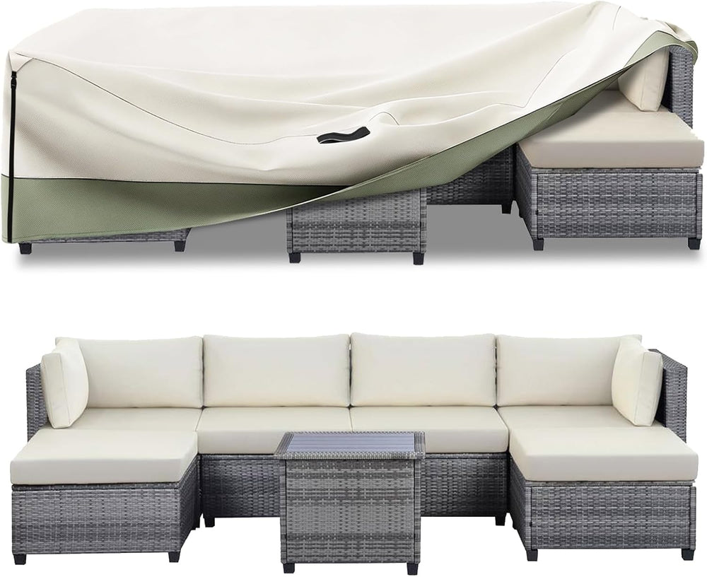 Bitubi Rectangular Patio Table Cover - Heavy Duty 600D Tough Canvas Waterproo...