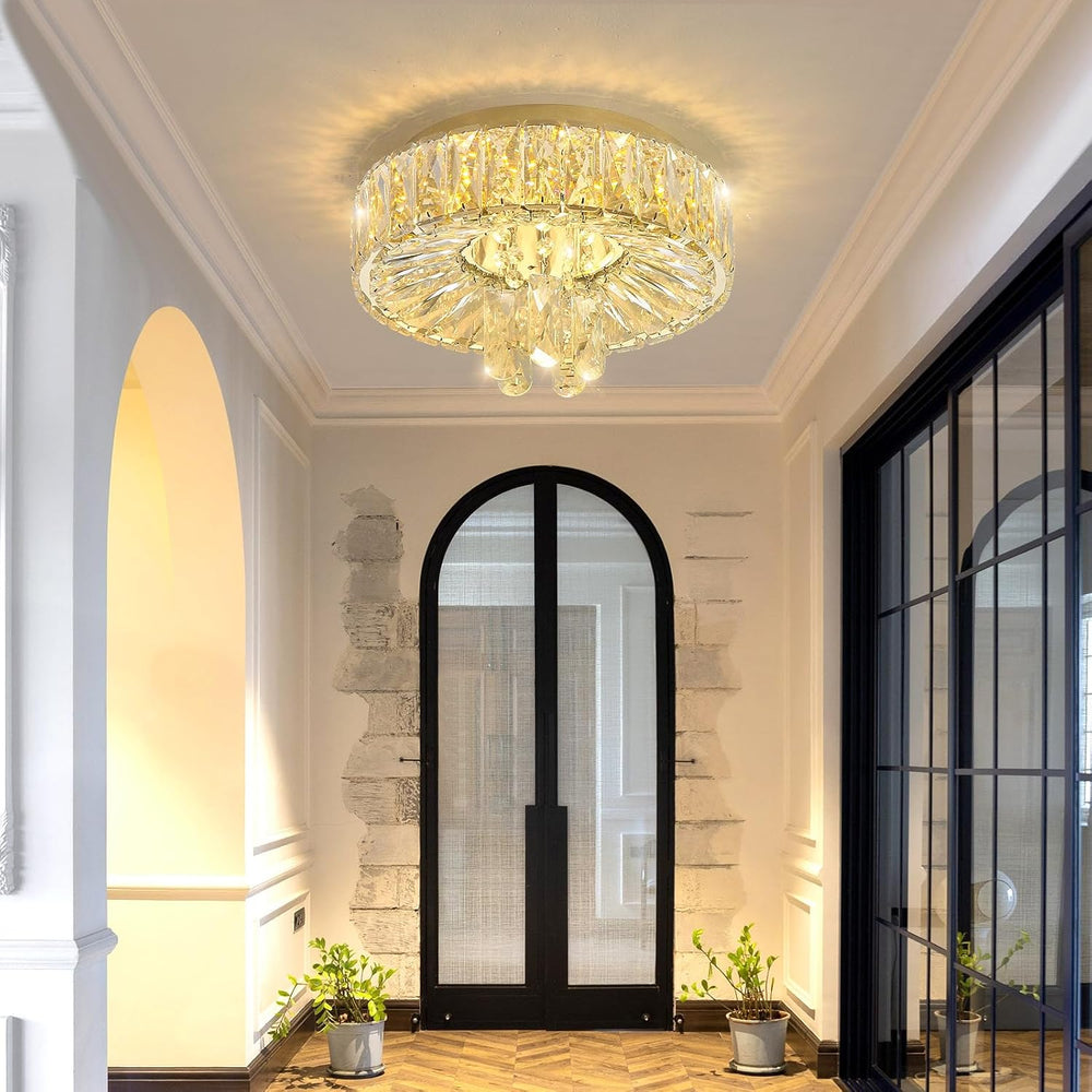 Mini Chandelier Modern Crystal Chandeliers for Hallway LED Flush Mount Ceilin...