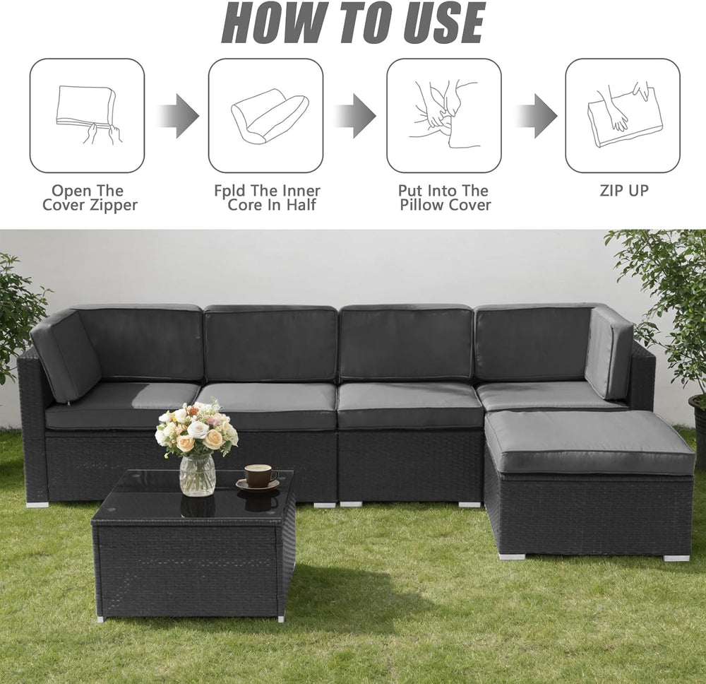 11 Pcs Outdoor Patio Cushion Cover Replacement, Waterproof Patio Cushion Cove...