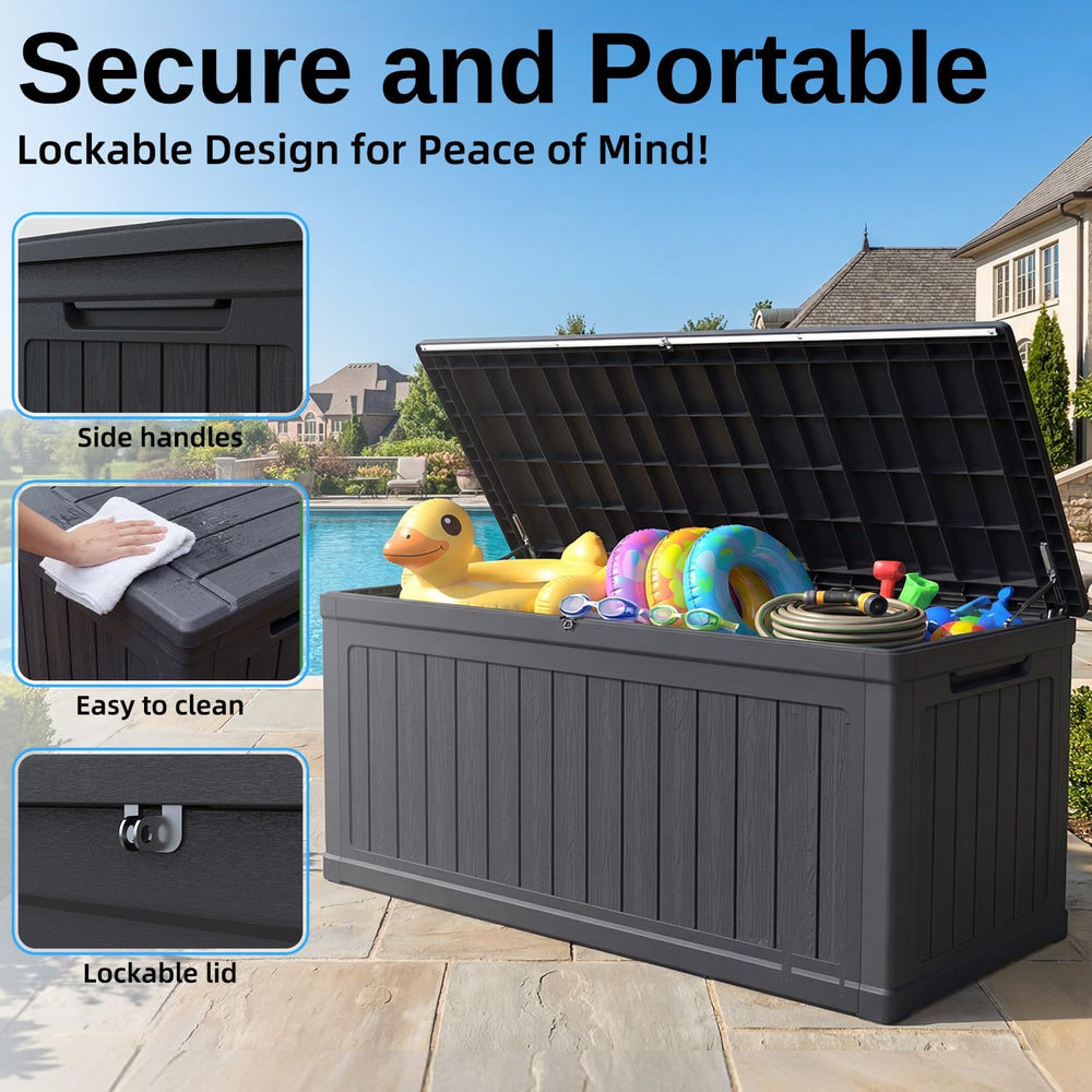 320 Gallon Outdoor Storage Deck Box, Waterproof Resin Deck Boxes with Handle ...