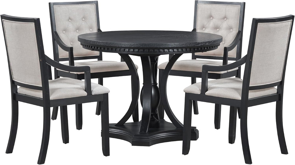 LUMISOL Extendable Round Dining Table Set for 4-6, 42"-58" Round to...